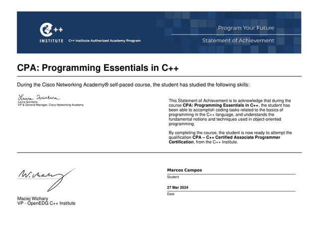 Cisco Cert in C++